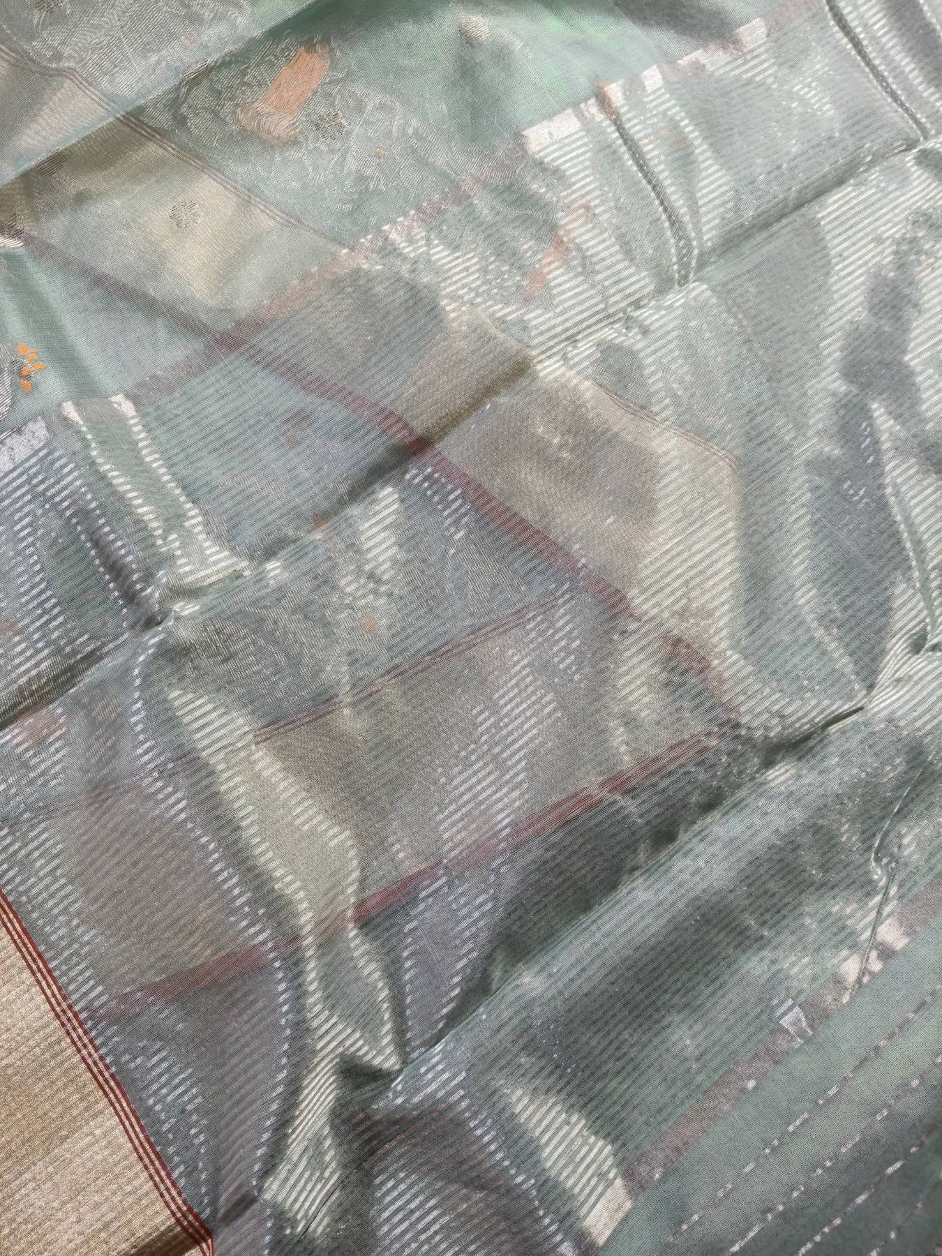 ICE BLUE SICO PURE HANDLOOM CHANDERI SAREE