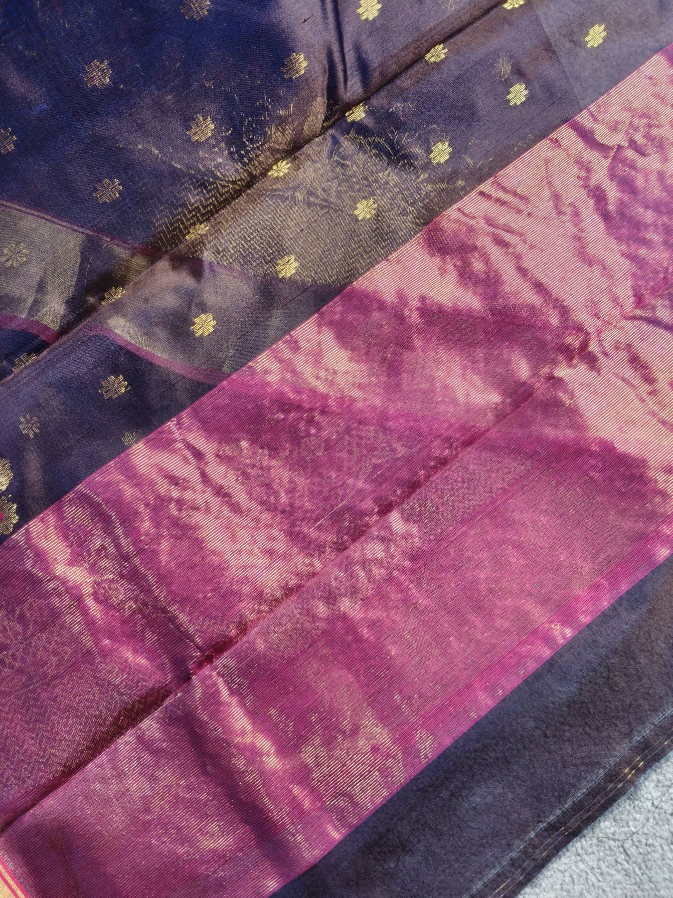 MIDNIGHT BLUE SICO PURE HANDLOOM CHANDERI SAREE