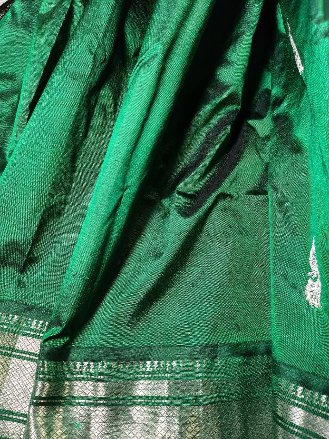 BOTTLE GREEN SILK PURE HANDLOOM PAITHANI SAREE