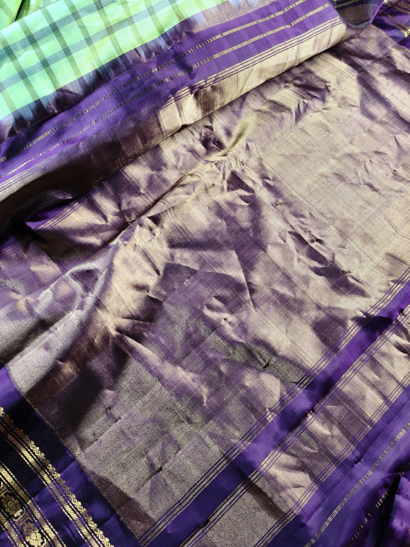 PISTA GREEN SILK PURE HANDLOOM GADWAL SAREE