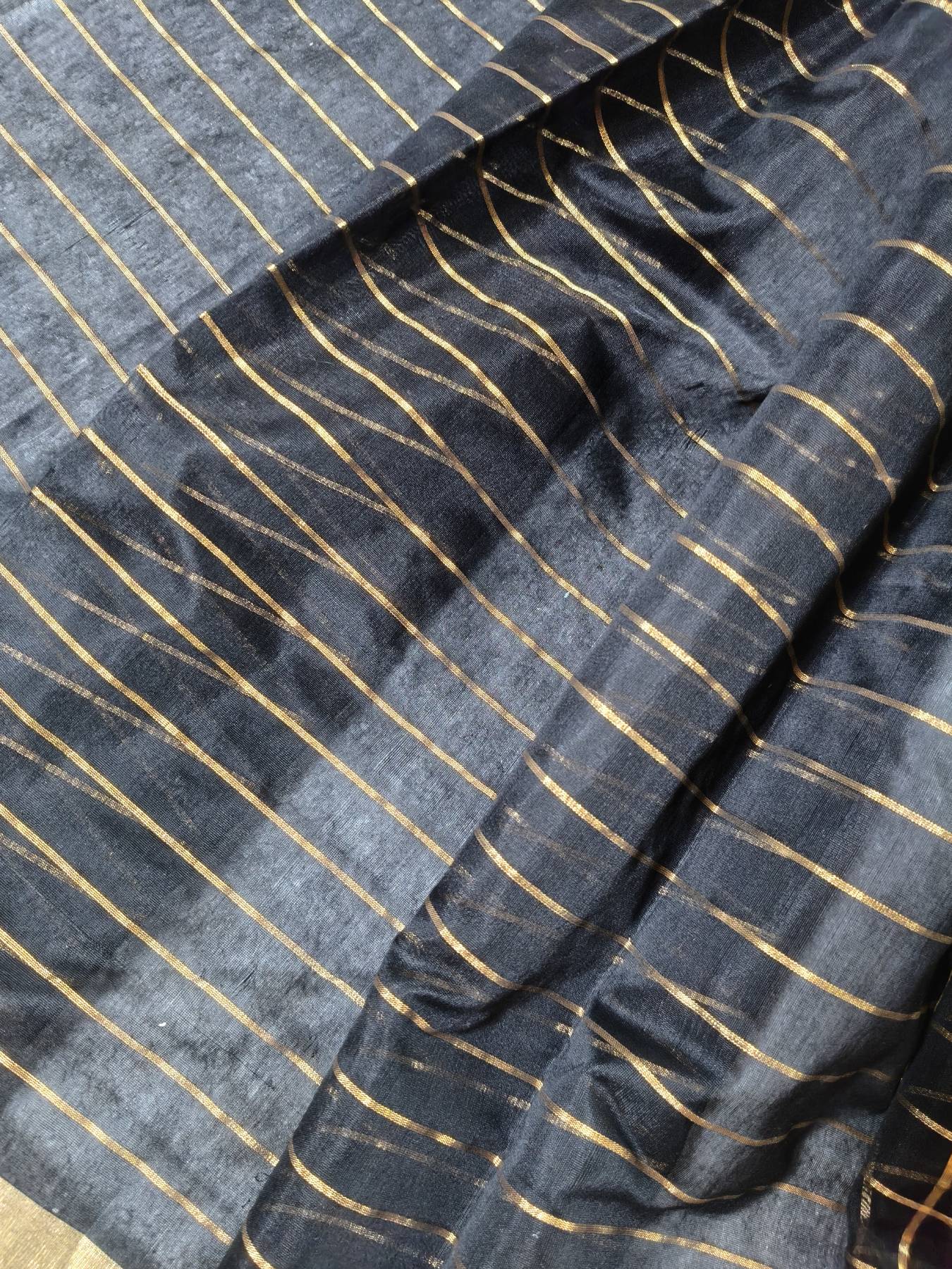 BLACK COTTON PURE HANDLOOM CHANDERI SAREE