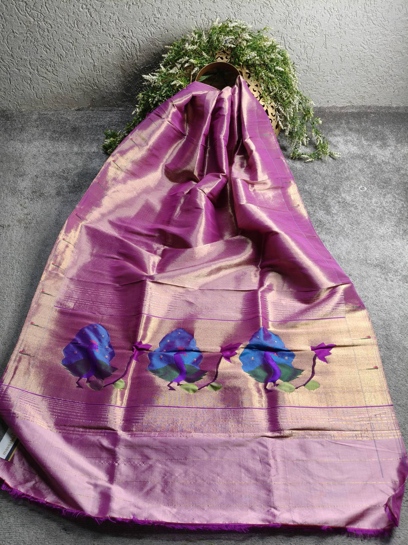 PINK PURPLE SILK PURE HANDLOOM PAITHANI DUPATTA