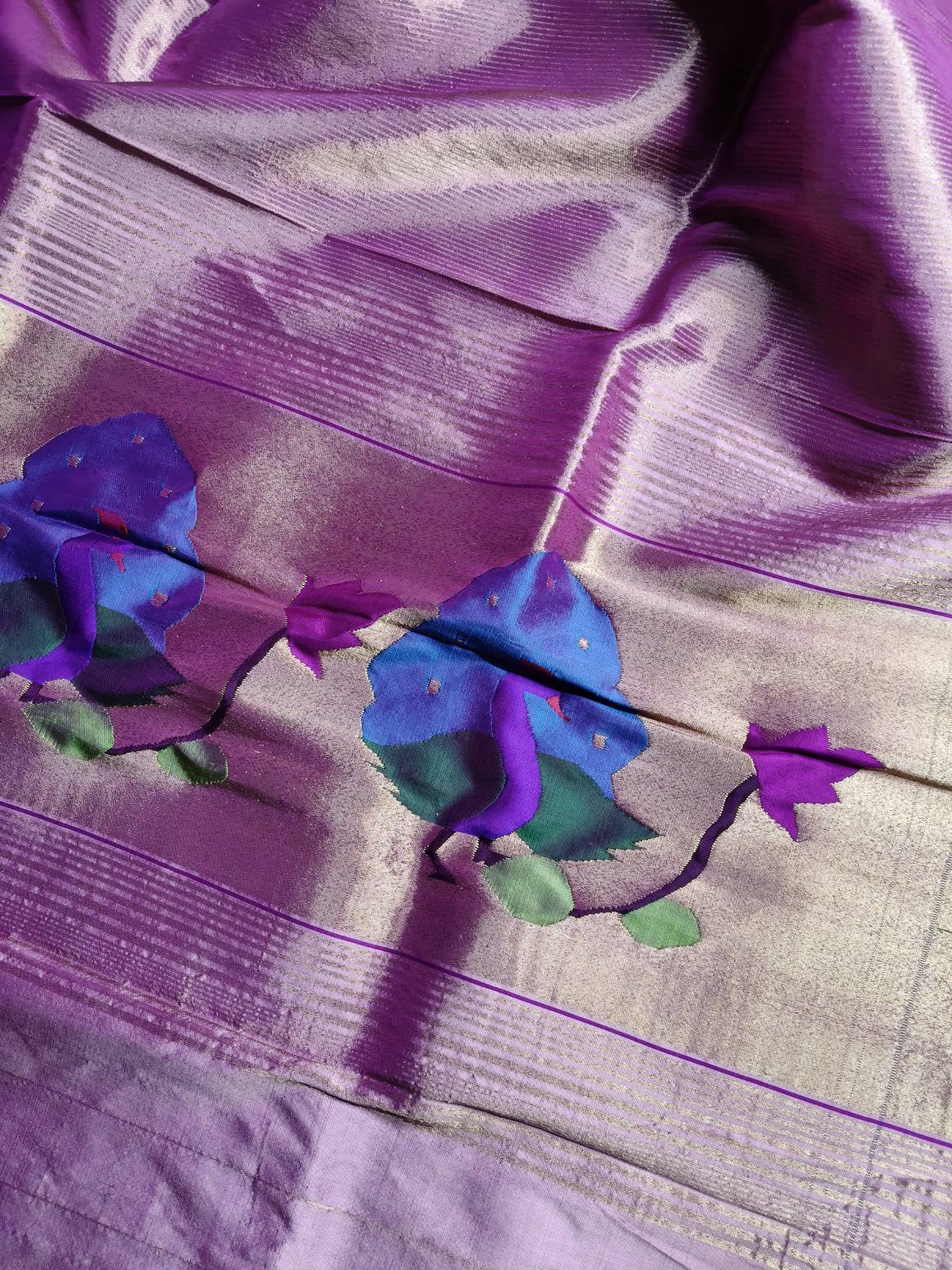 PINK PURPLE SILK PURE HANDLOOM PAITHANI DUPATTA