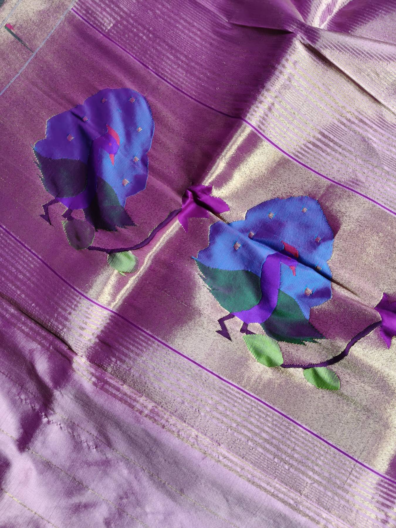 PINK PURPLE SILK PURE HANDLOOM PAITHANI DUPATTA