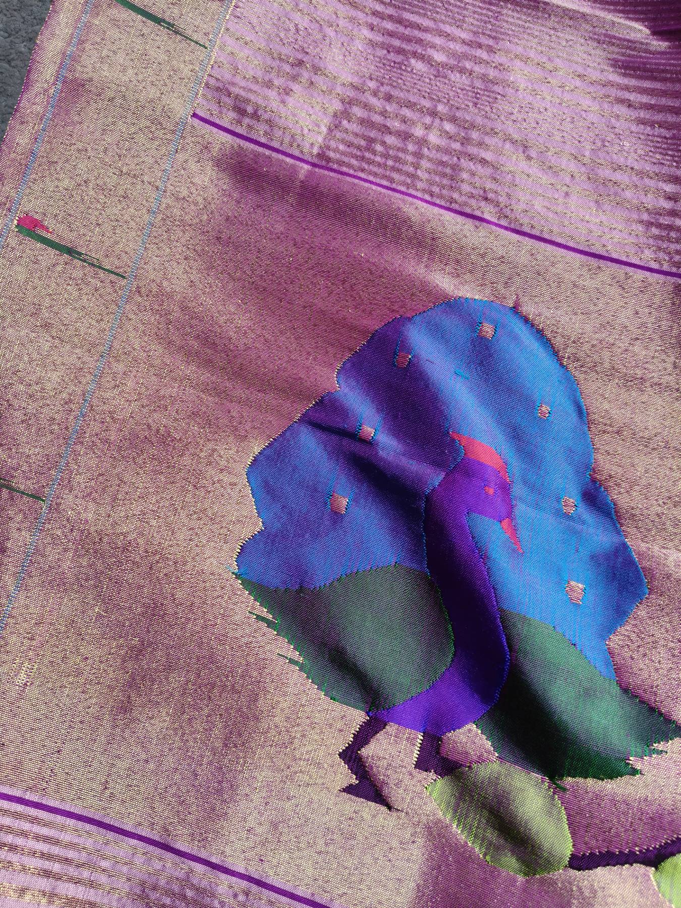 PINK PURPLE SILK PURE HANDLOOM PAITHANI DUPATTA