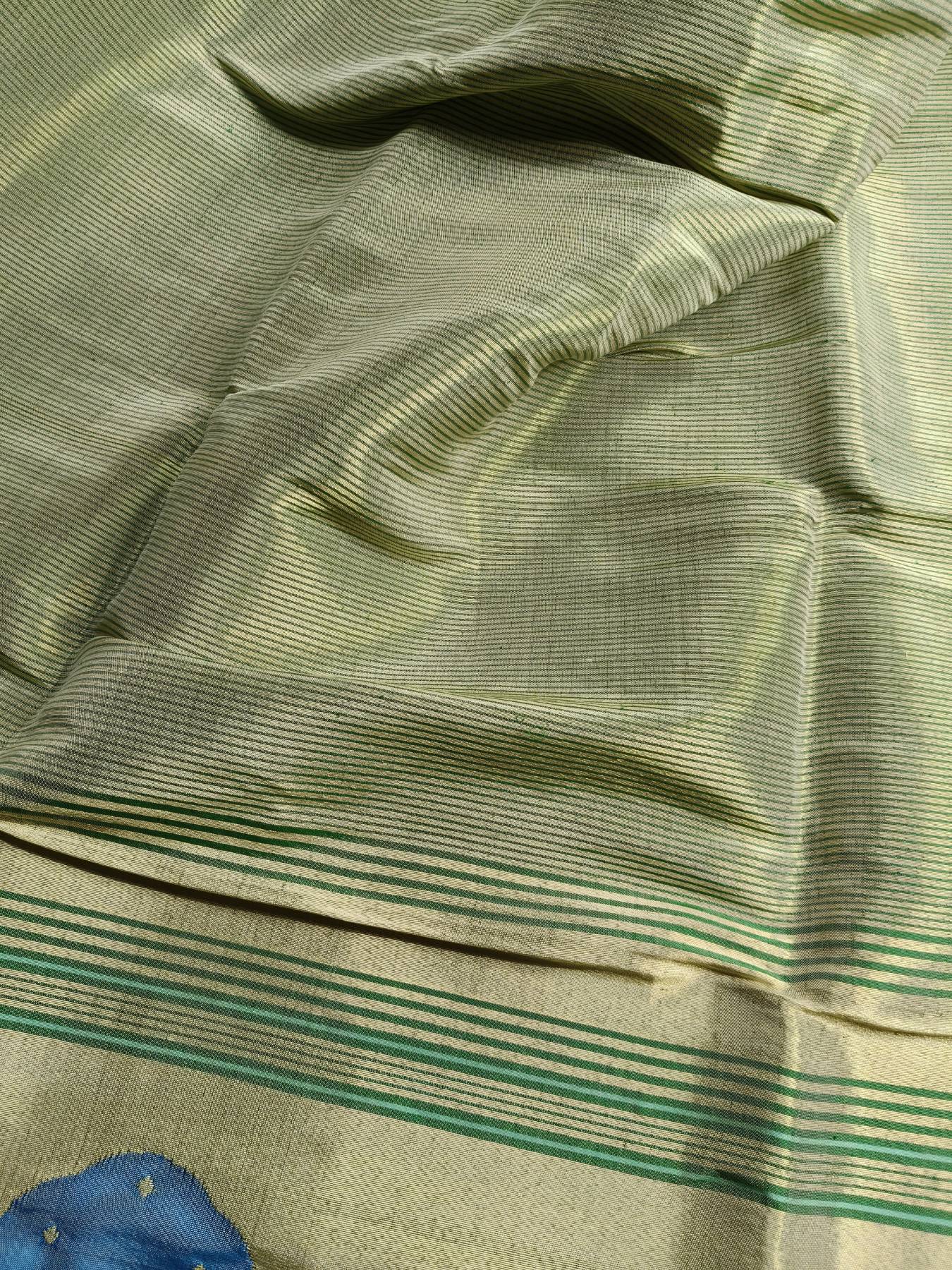 PISTA GREEN SILK PURE HANDLOOM PAITHANI DUPATTA