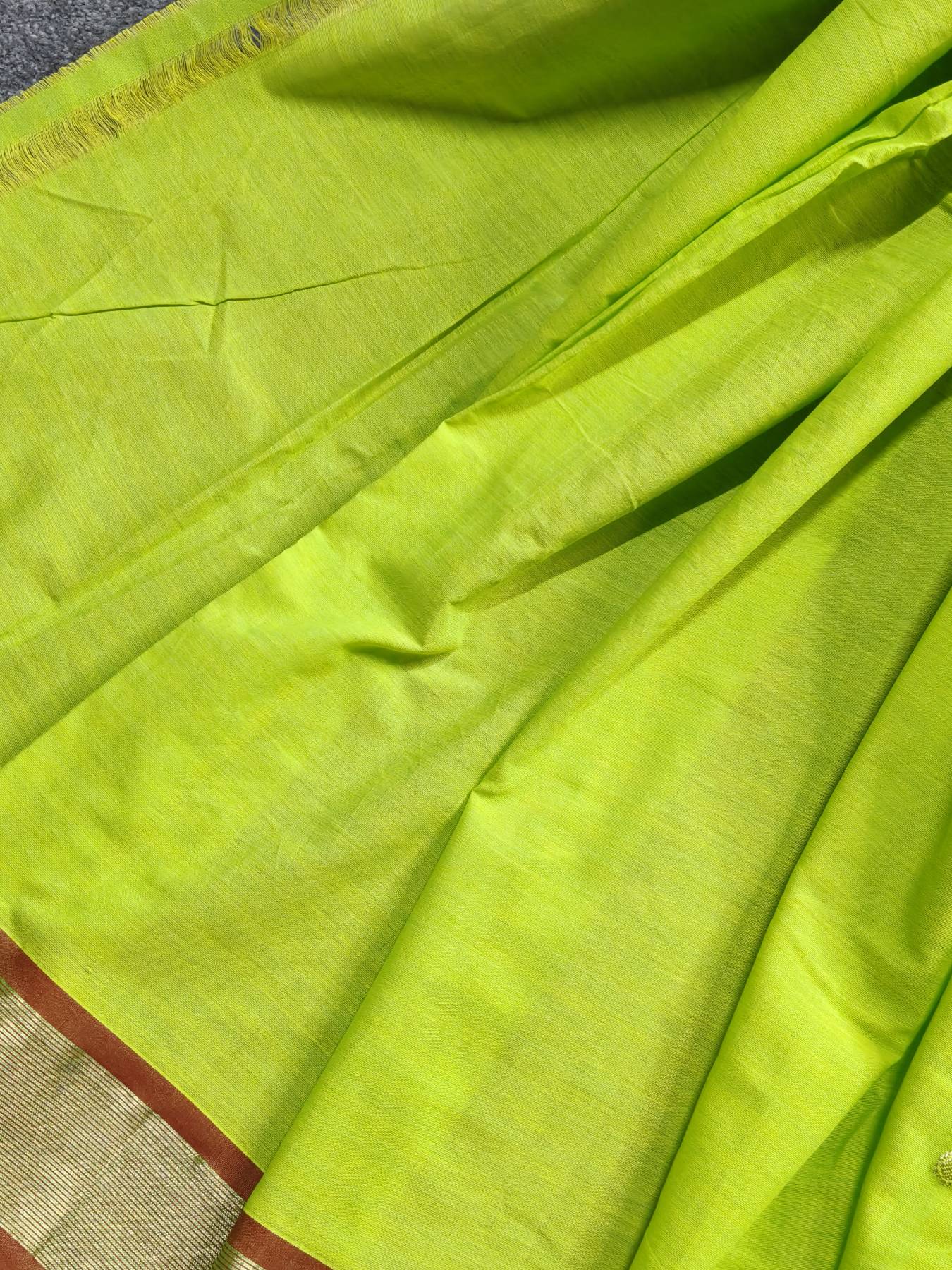 PARROT GREEN COTTON PURE HANDLOOM PAITHANI SAREE