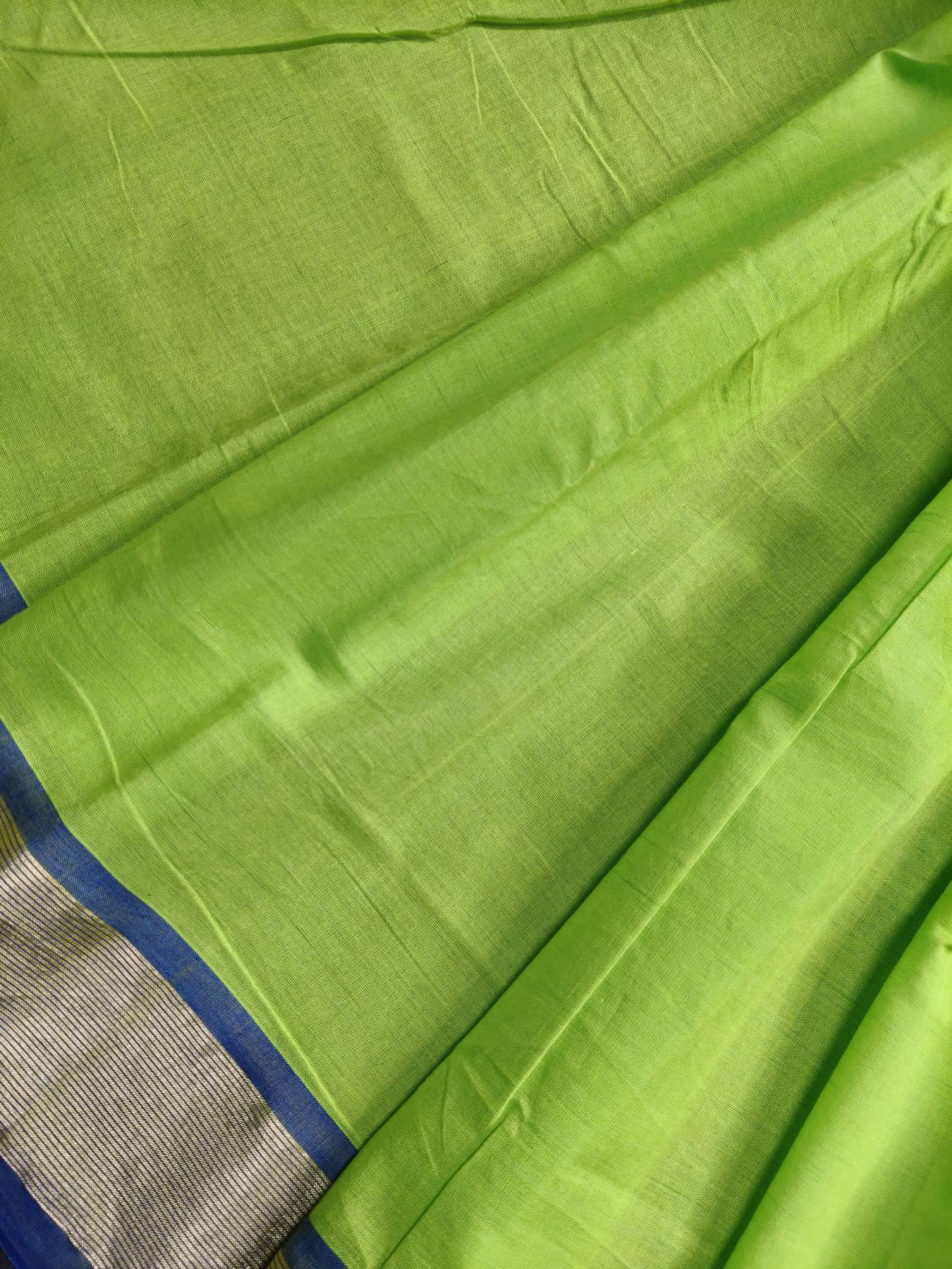 PARROT GREEN COTTON PURE HANDLOOM PAITHANI SAREE