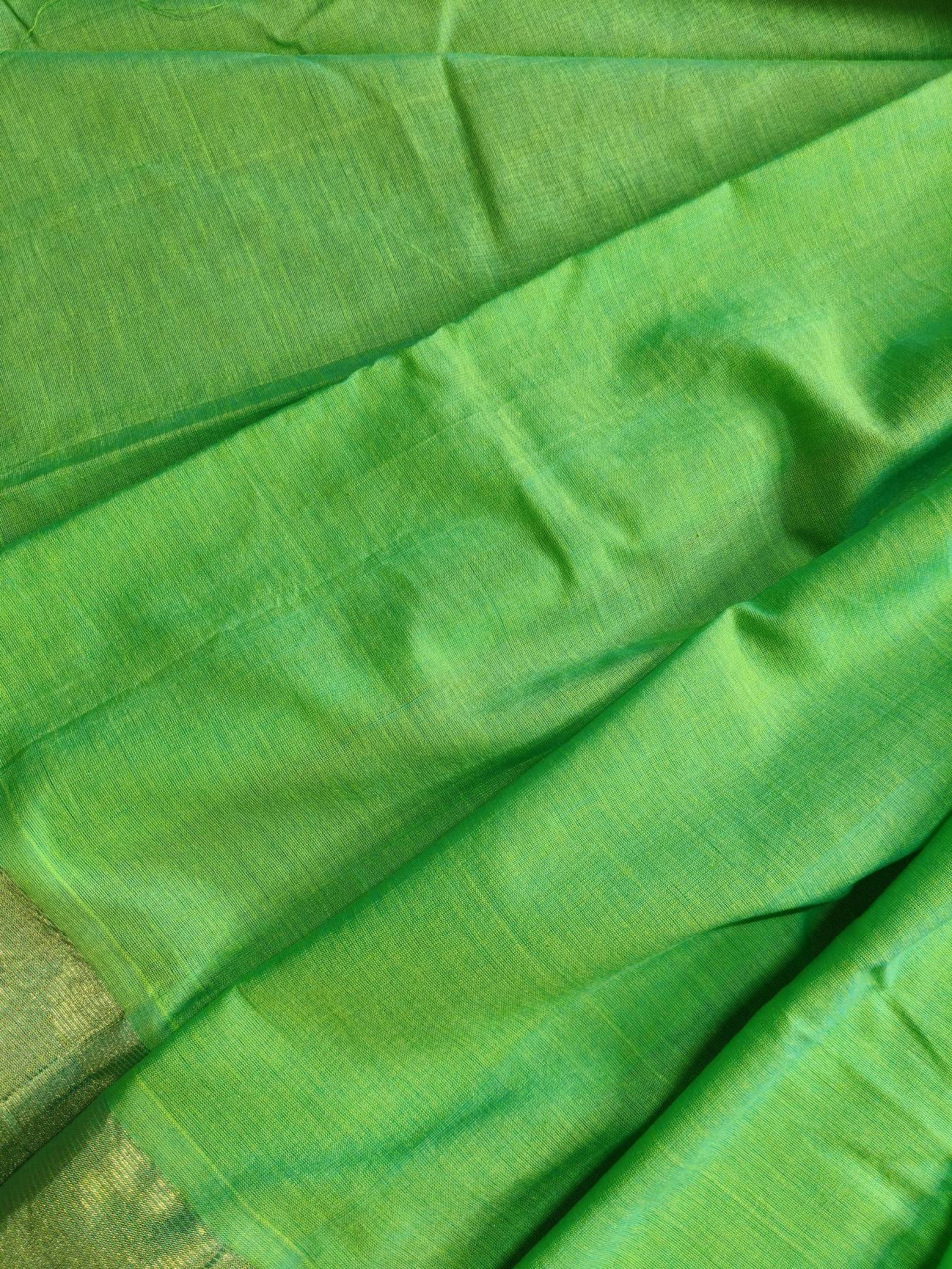 GREEN COTTON PURE HANDLOOM PAITHANI SAREE