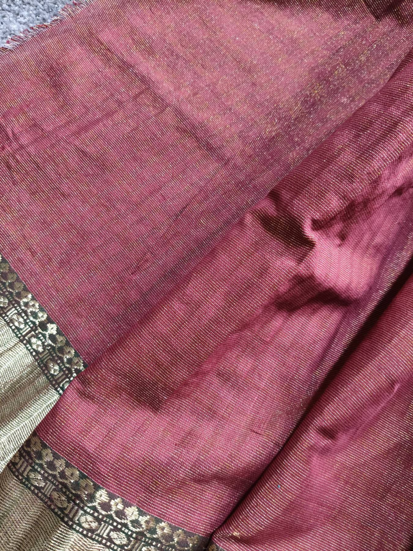 BROWN COTTON TISSUE PURE HANDLOOM PAITHANI SAREE