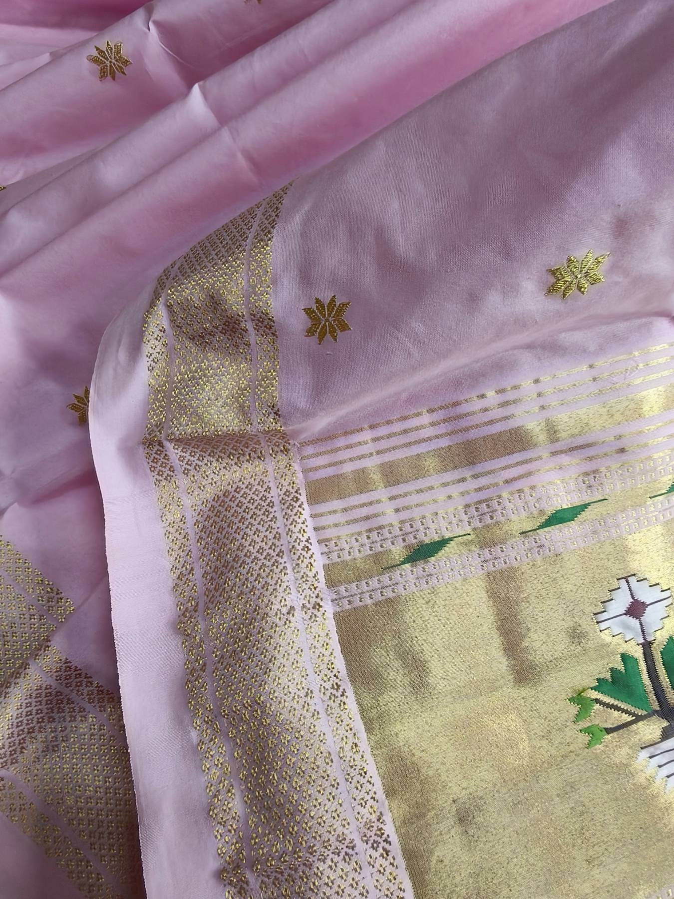 PINK SICO PURE HANDLOOM PAITHANI SAREE