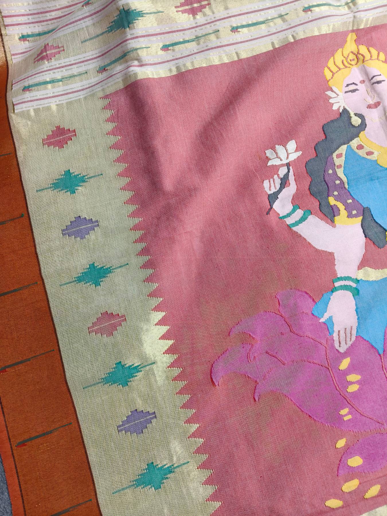 OFF WHITE COTTON PURE HANDLOOM PAITHANI SAREE