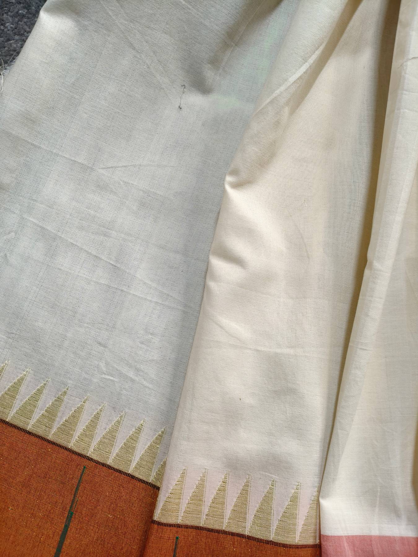 OFF WHITE COTTON PURE HANDLOOM PAITHANI SAREE