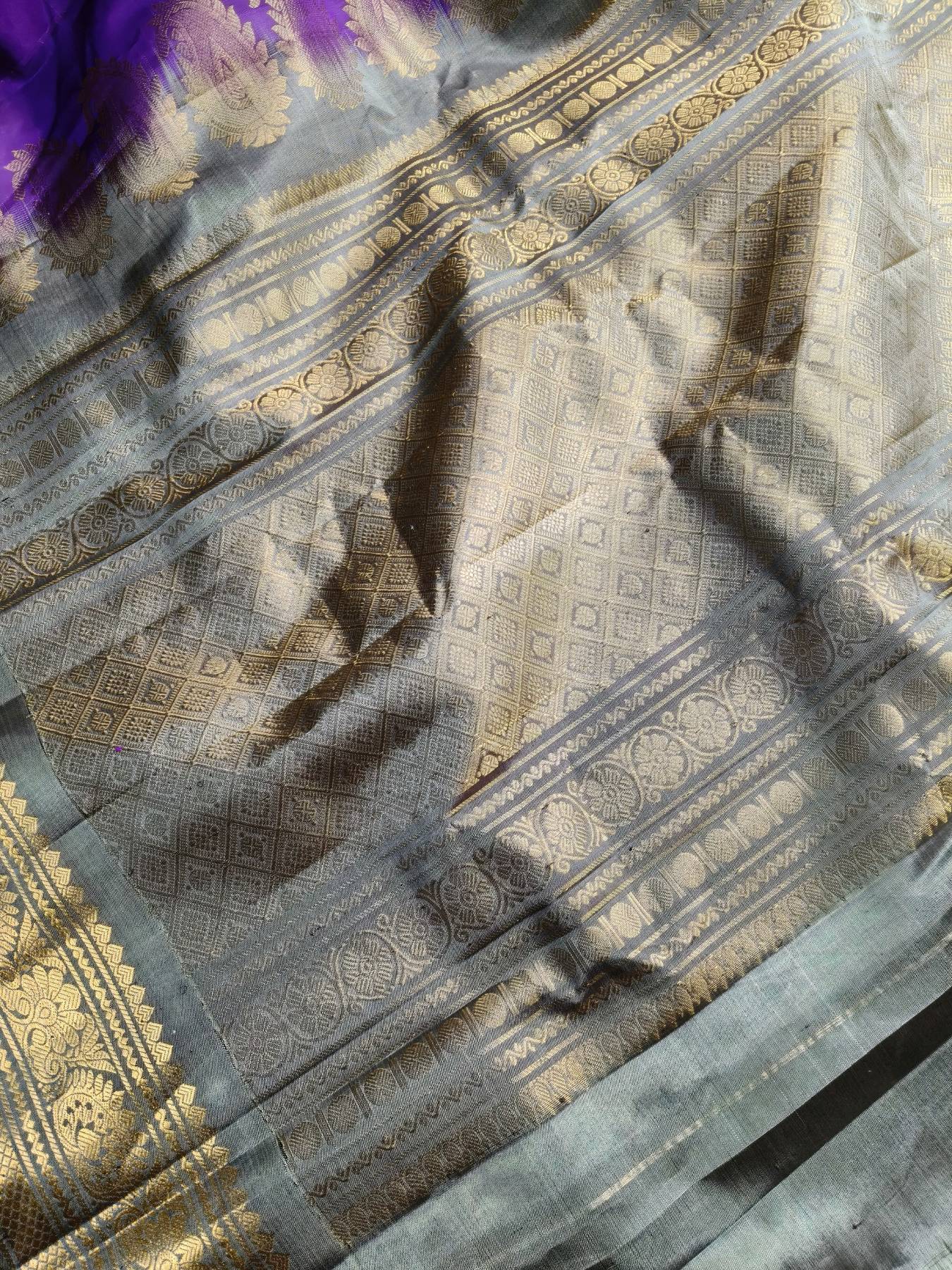 PURPLE SICO PURE HANDLOOM GADWAL SAREE