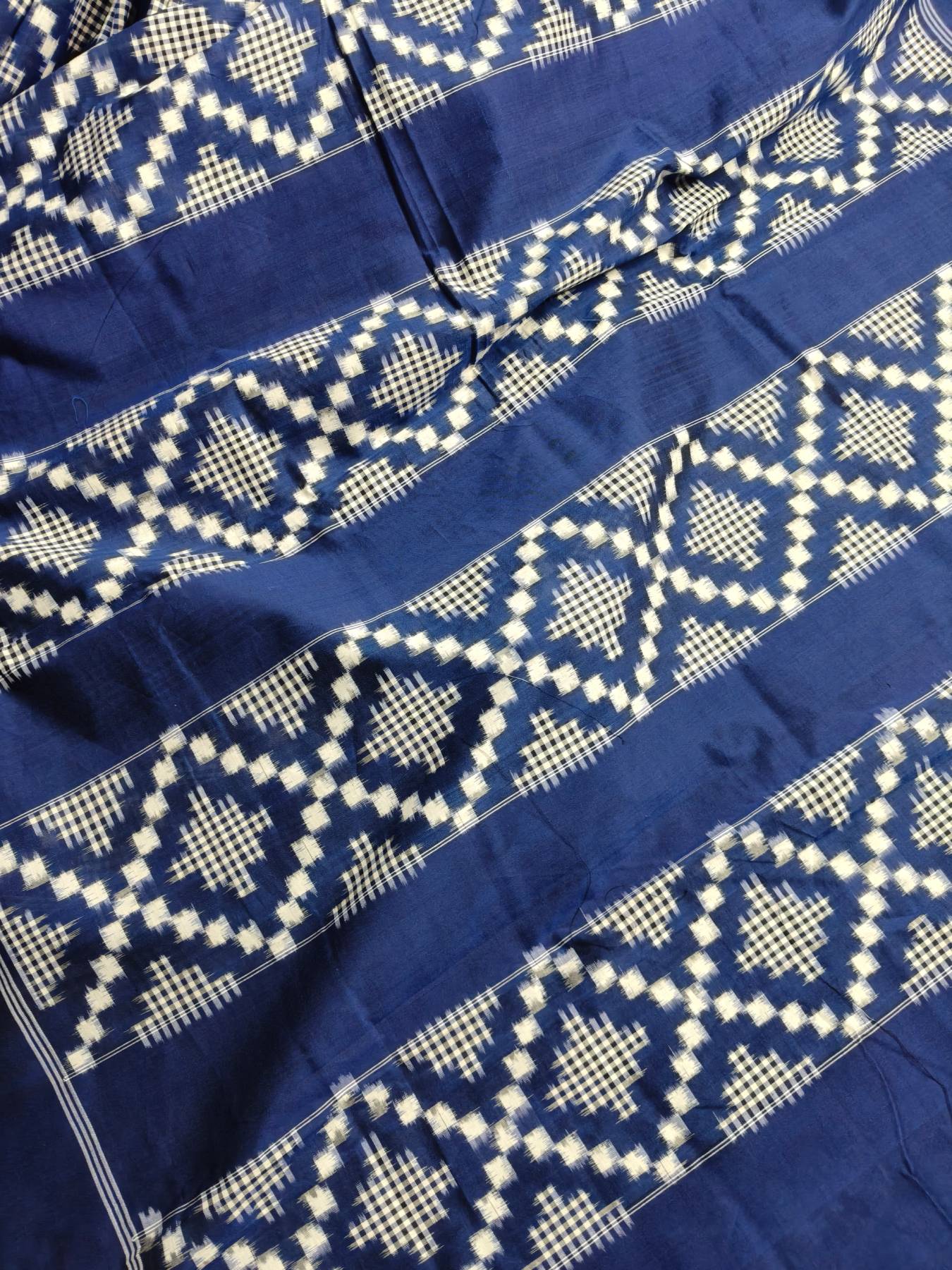 BLUE COTTON PURE HANDLOOM DOUBLE IKKAT SAREE