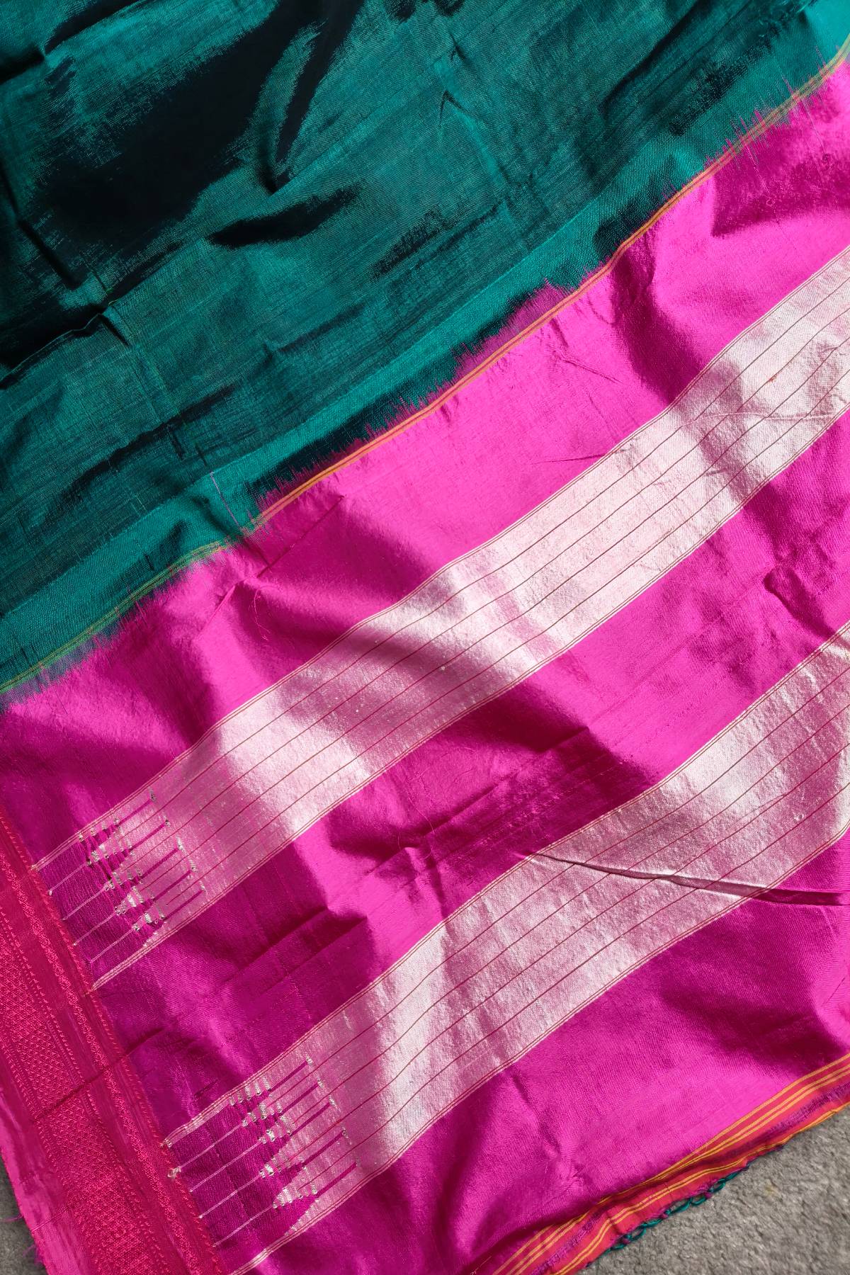PEACOCK GREEN SICO PURE HANDLOOM IRKAL SAREE