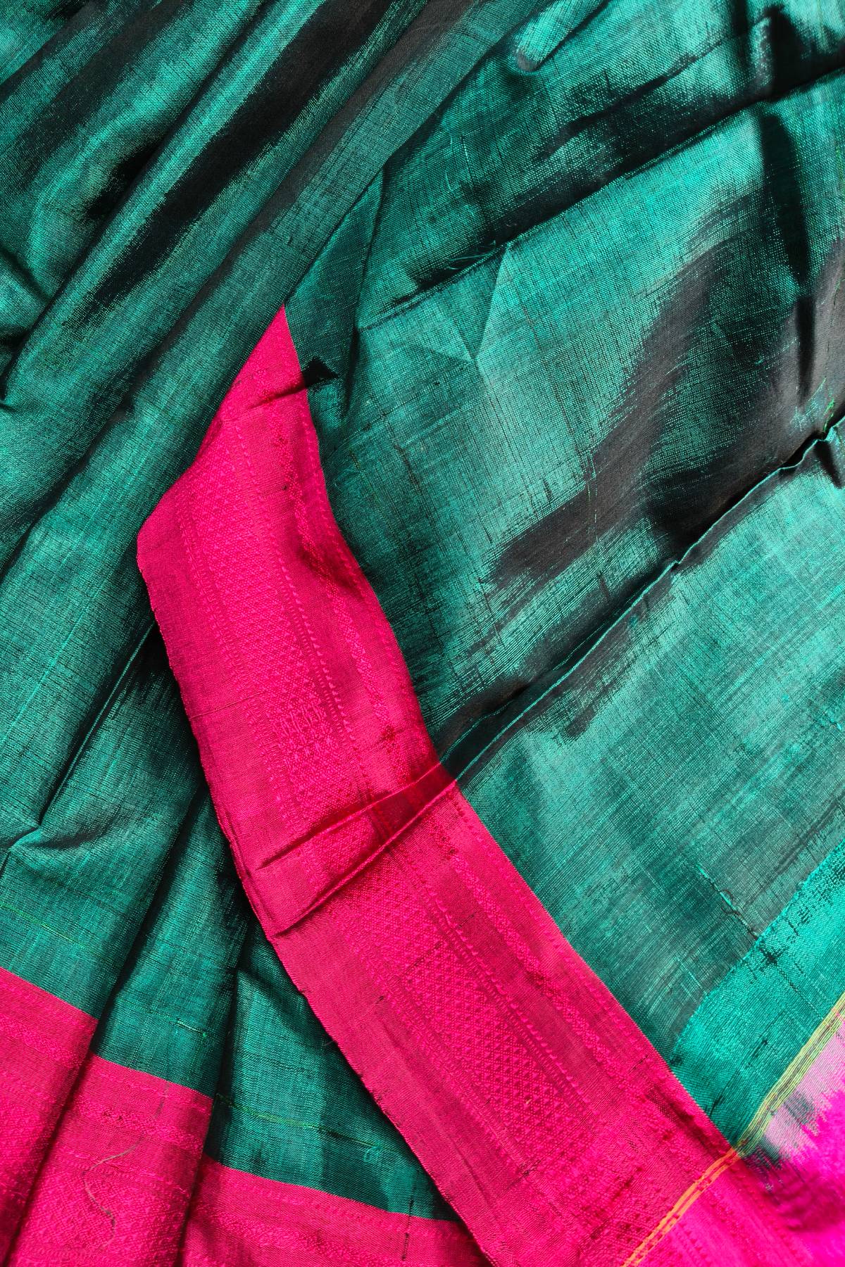 PEACOCK GREEN SICO PURE HANDLOOM IRKAL SAREE