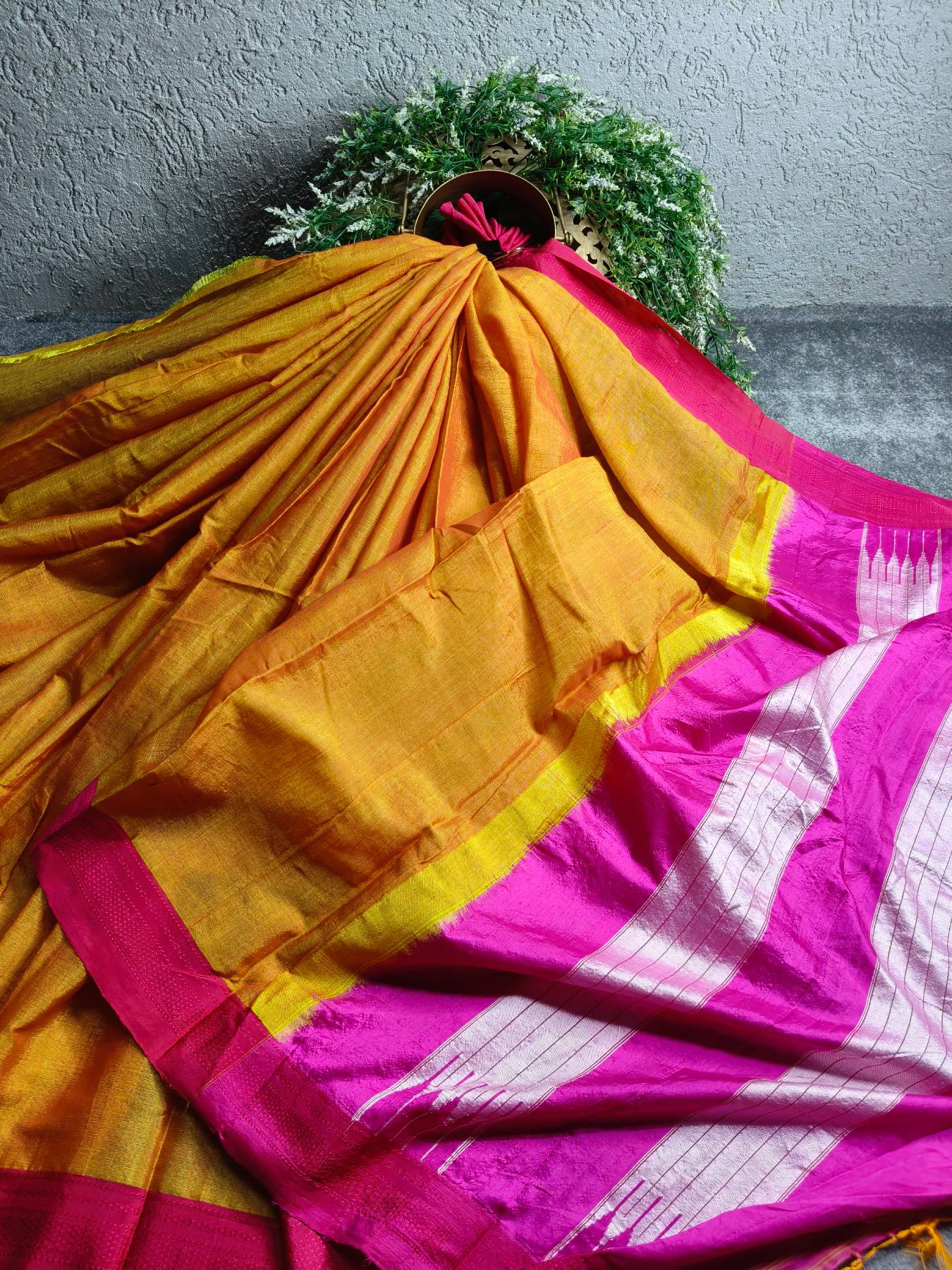 ORANGE SICO PURE HANDLOOM IRKAL SAREE