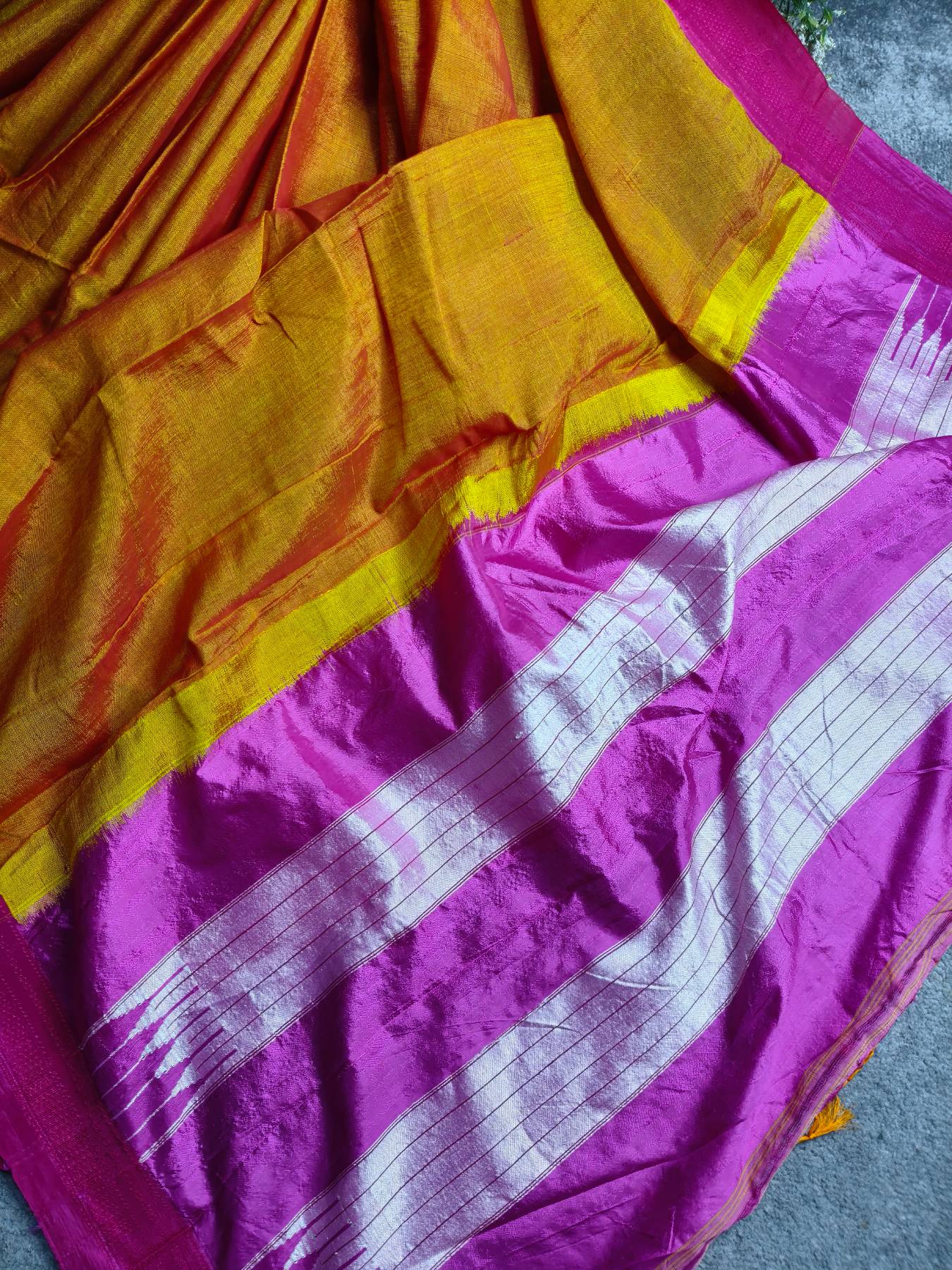 ORANGE SICO PURE HANDLOOM IRKAL SAREE