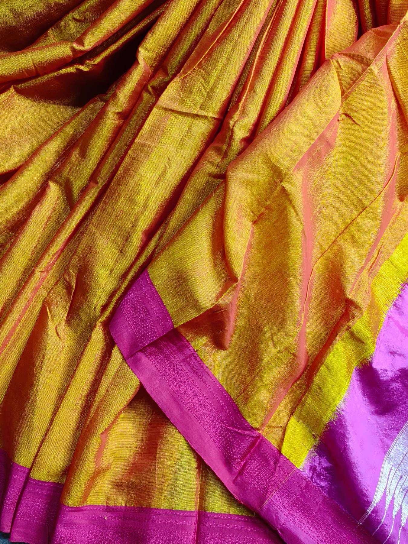 ORANGE SICO PURE HANDLOOM IRKAL SAREE