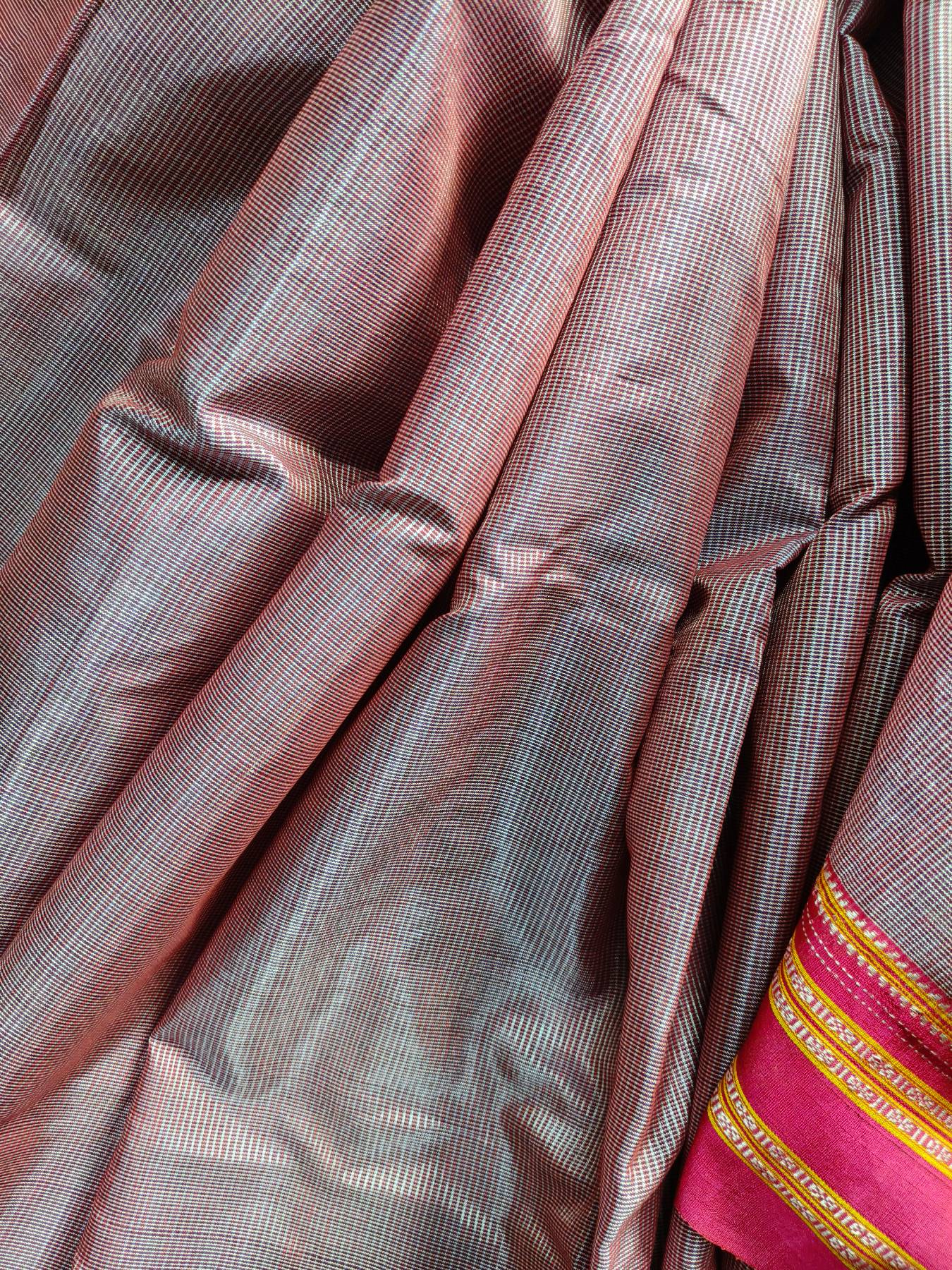 MAUVE PINK PURE HANDLOOM IRKAL SAREE