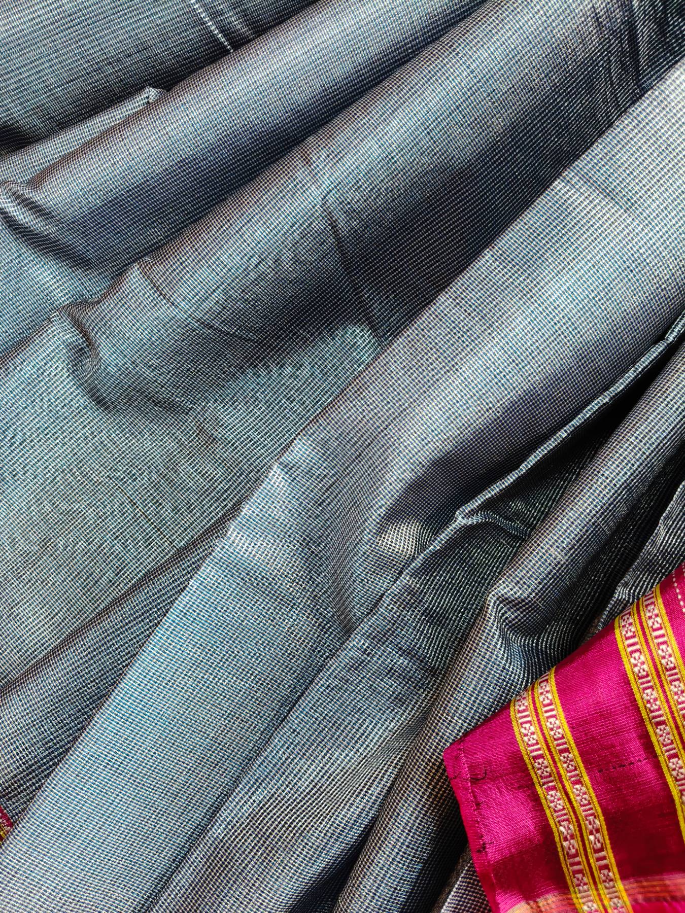 DARK GREY SICO PURE HANDLOOM IRKAL SAREE