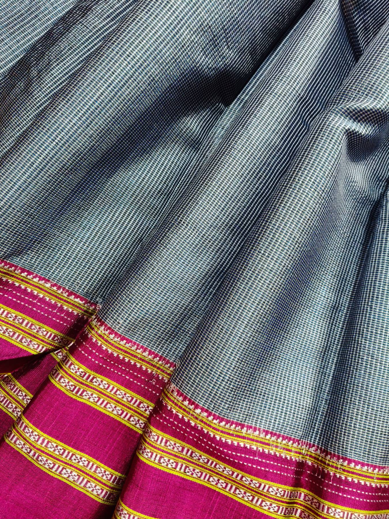 DARK GREY SICO PURE HANDLOOM IRKAL SAREE
