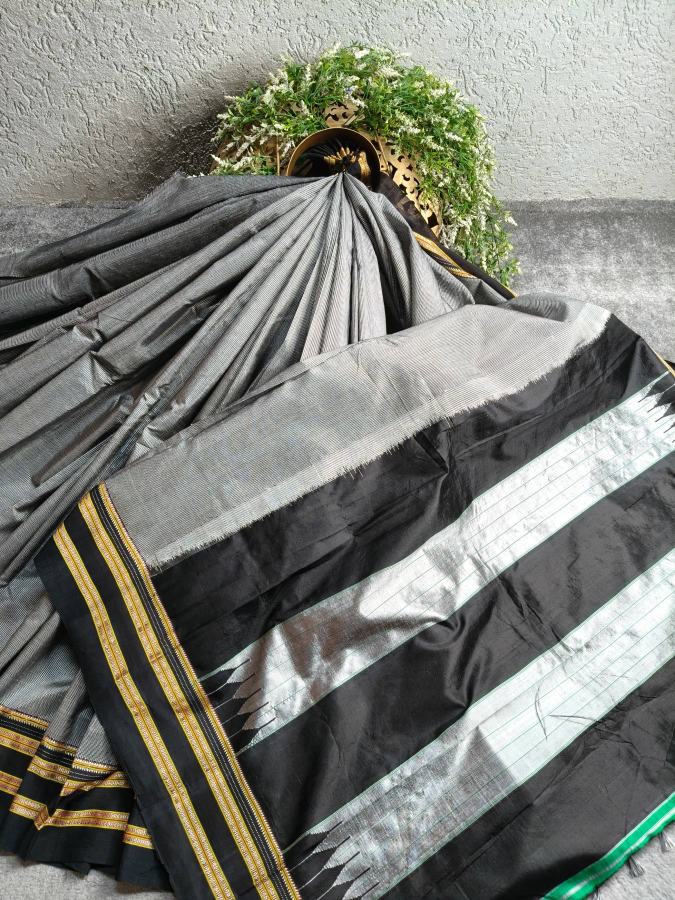 GREY SICO PURE HANDLOOM IRKAL SAREE