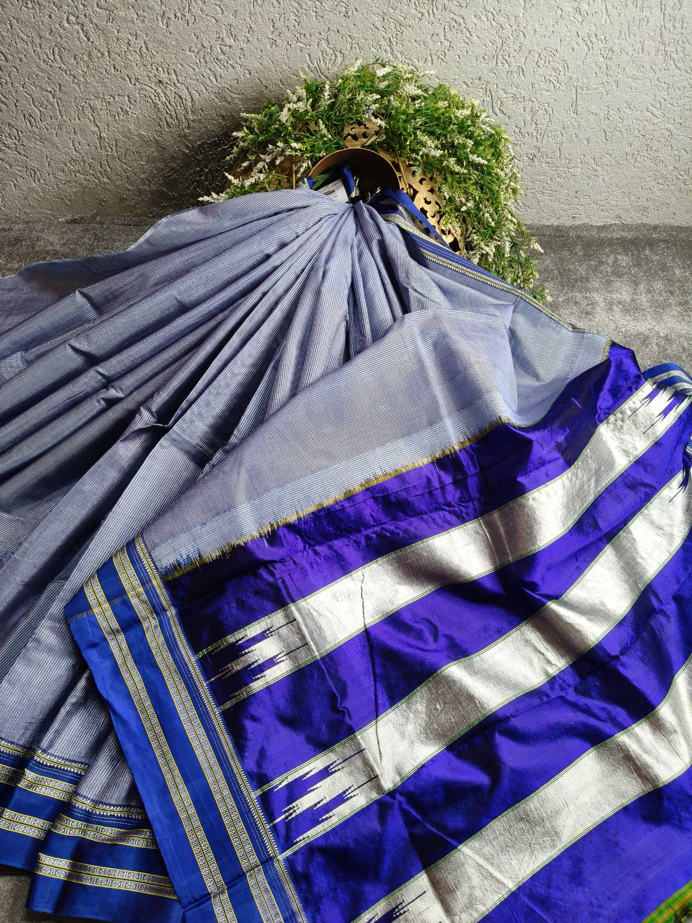 GREY SICO PURE HANDLOOM IRKAL SAREE