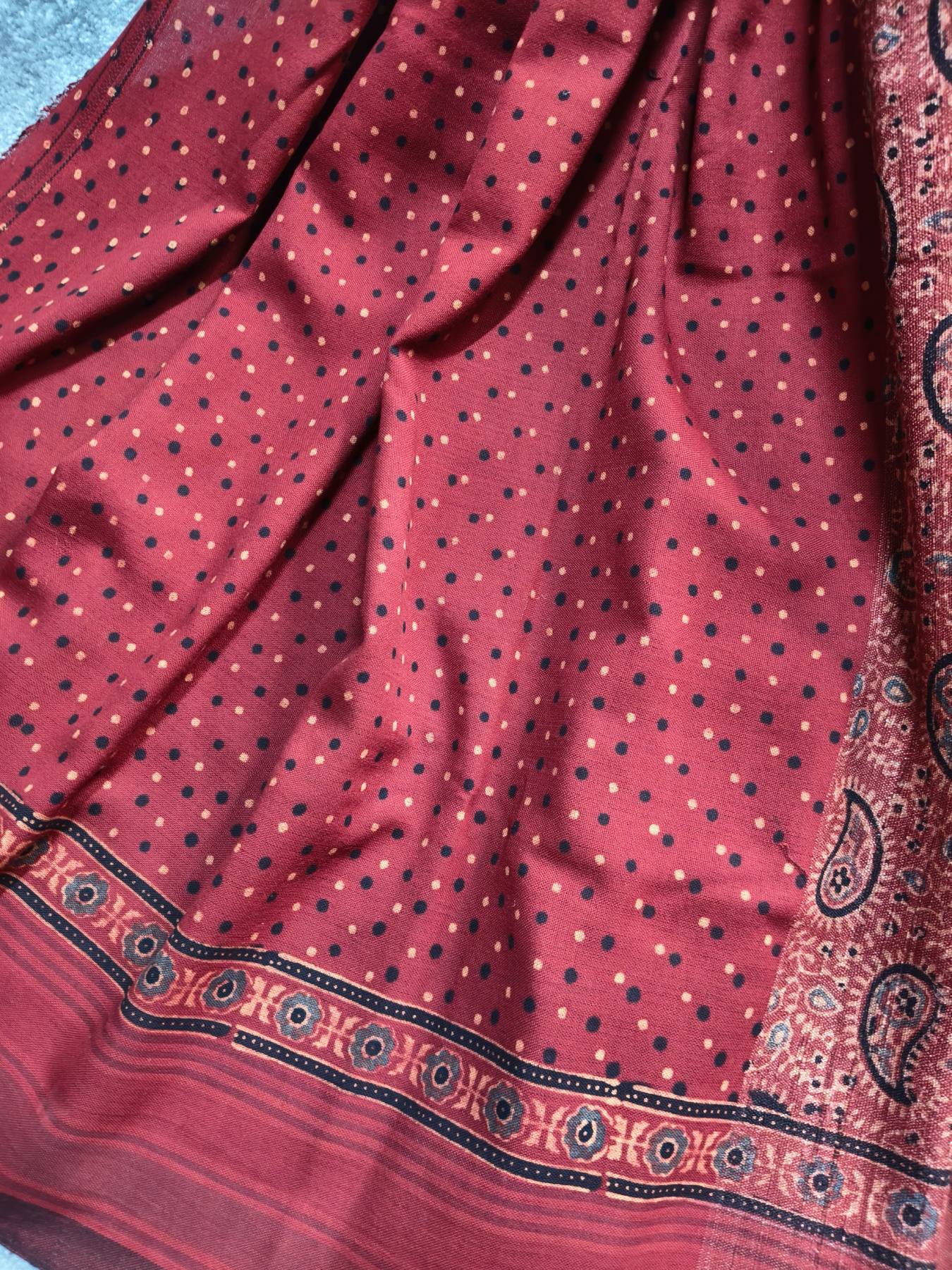 RUST TASSAR PURE HANDLOOM BHUJODI SAREE