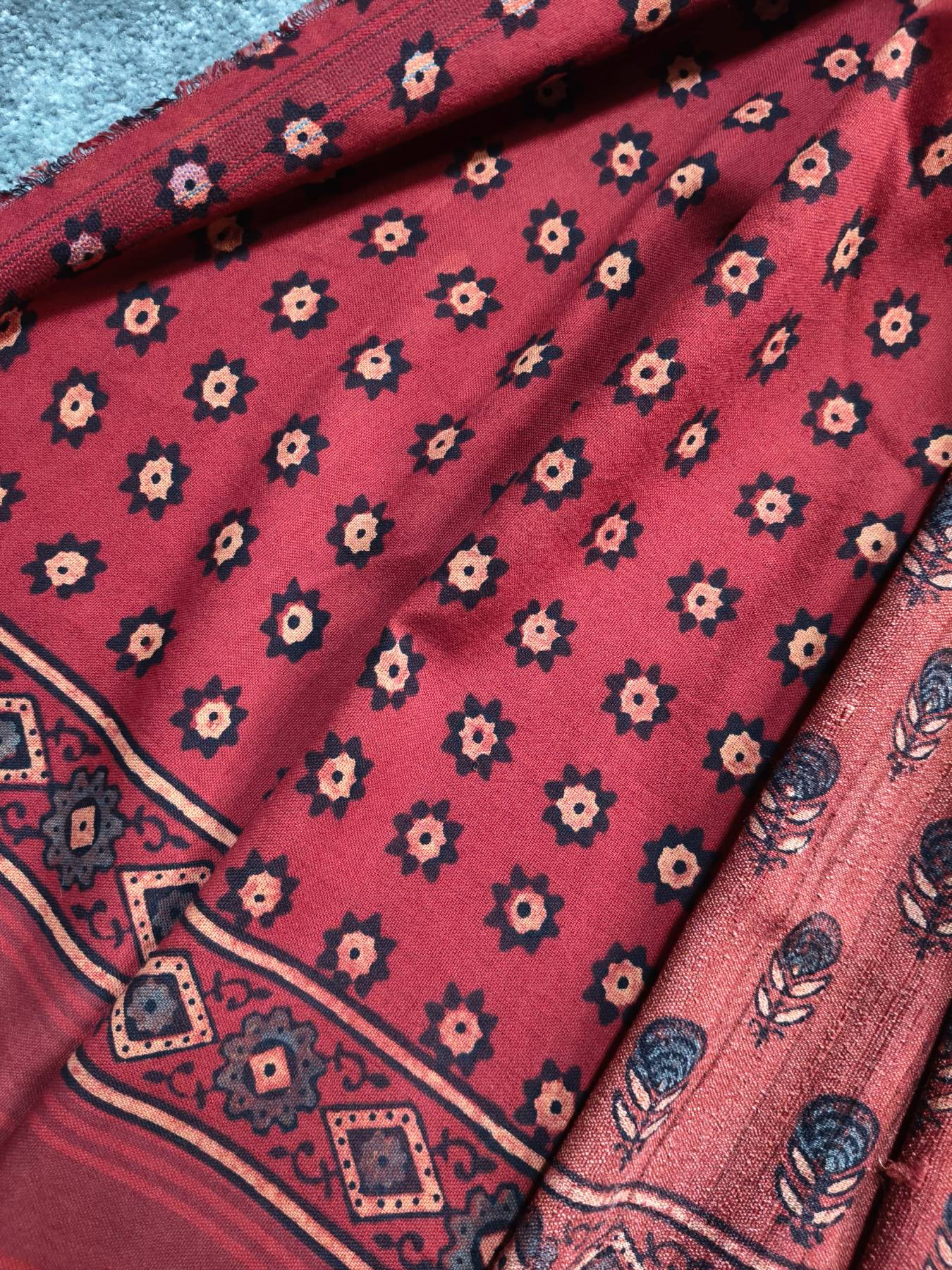 RUST TASSAR PURE HANDLOOM BHUJODI SAREE