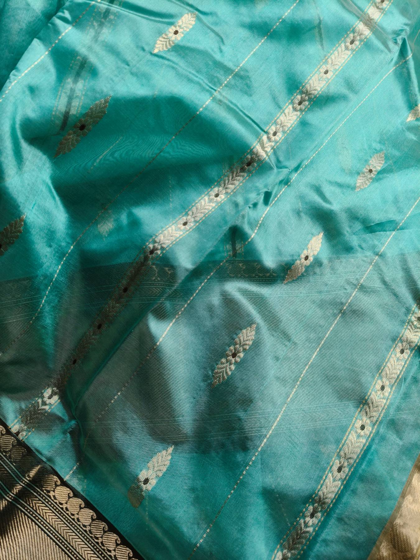 ICE BLUE SILK PURE HANDLOOM CHANDERI SAREE