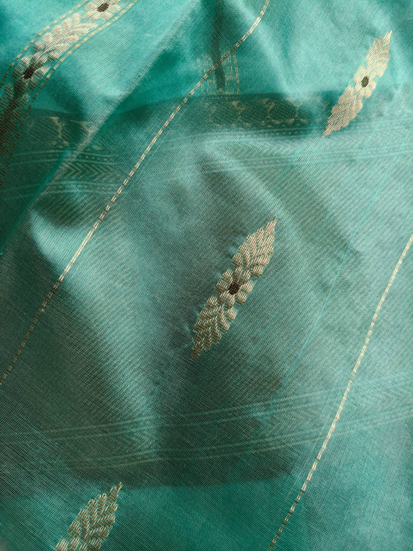 ICE BLUE SILK PURE HANDLOOM CHANDERI SAREE