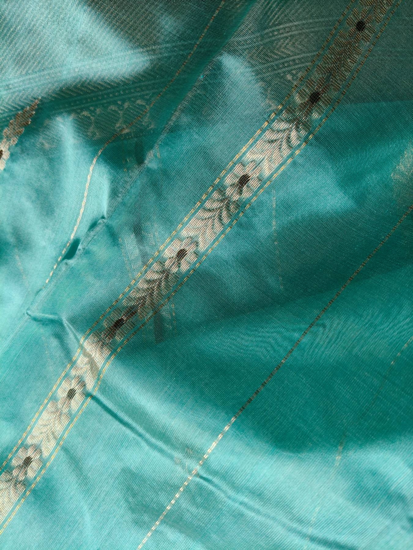 ICE BLUE SILK PURE HANDLOOM CHANDERI SAREE