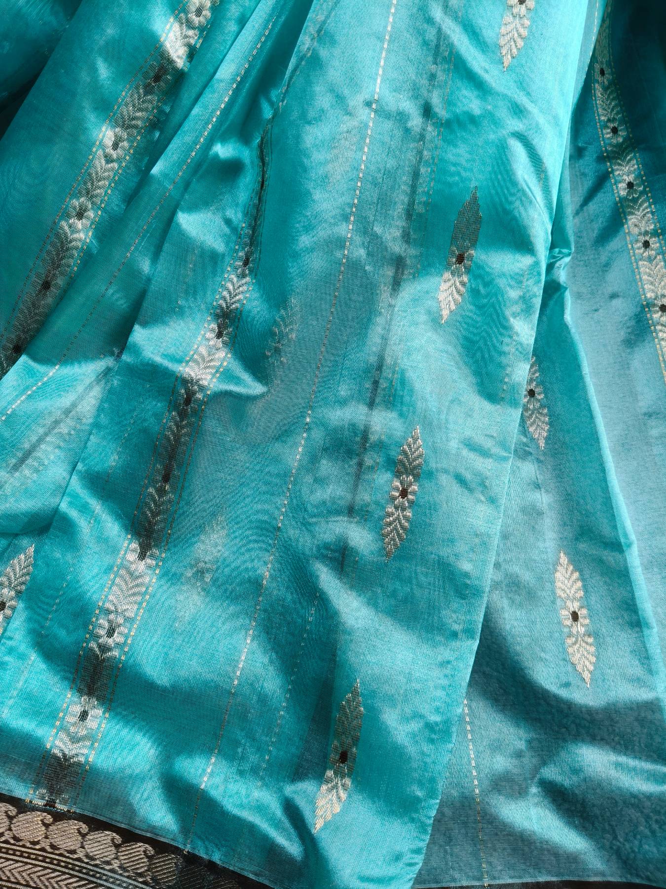 ICE BLUE SILK PURE HANDLOOM CHANDERI SAREE