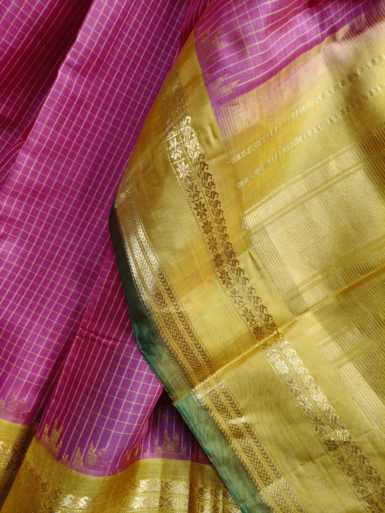 REDISH PINK SICO PURE HANDLOOM GADWAL SAREE