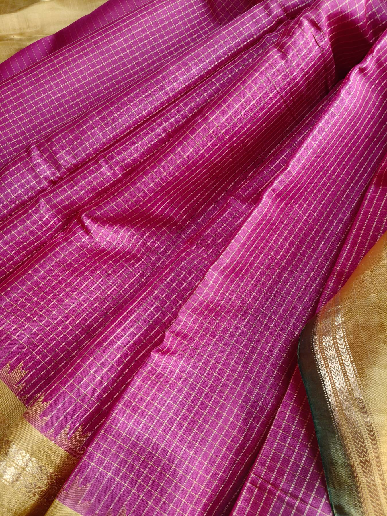REDISH PINK SICO PURE HANDLOOM GADWAL SAREE