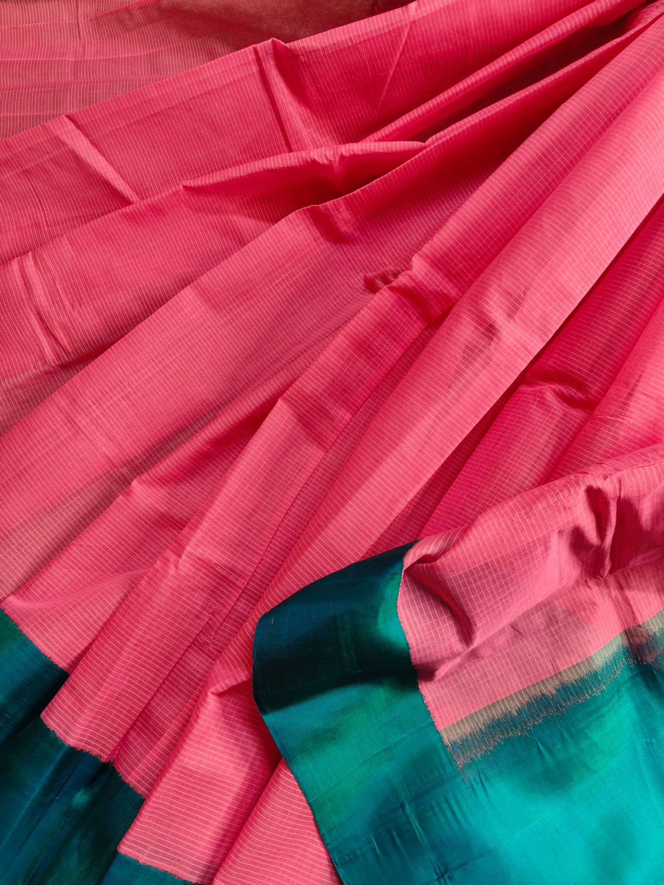 PINK COTTON PURE HANDLOOM GADWAL SAREE