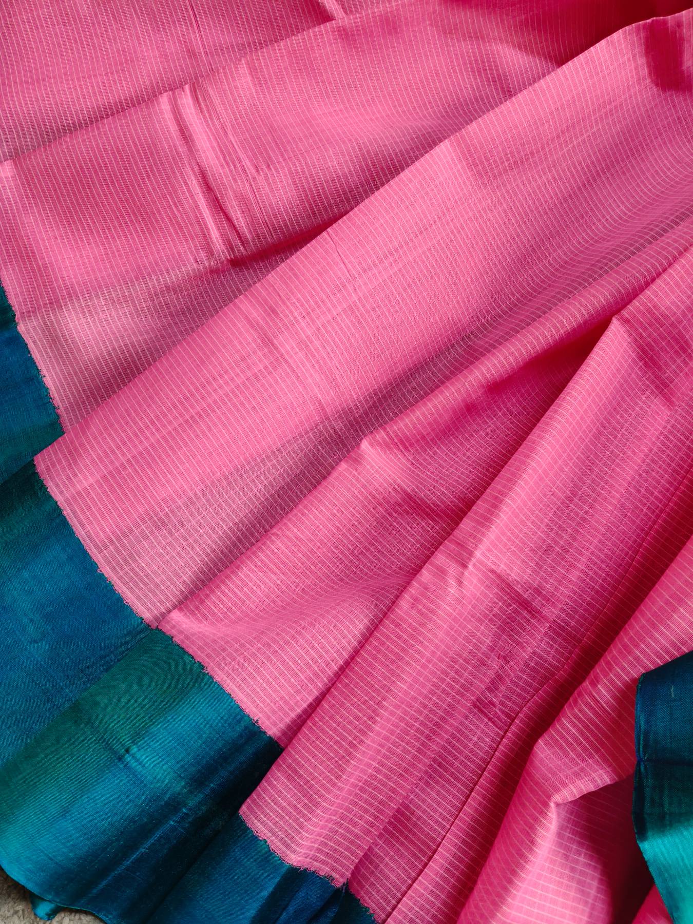 PINK COTTON PURE HANDLOOM GADWAL SAREE