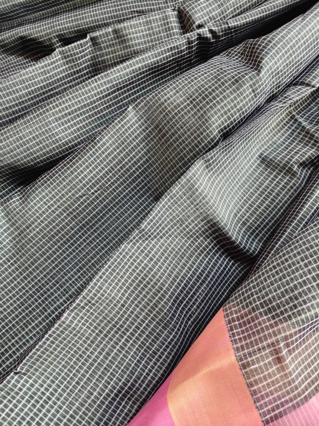 GREY COTTON PURE HANDLOOM GADWAL SAREE
