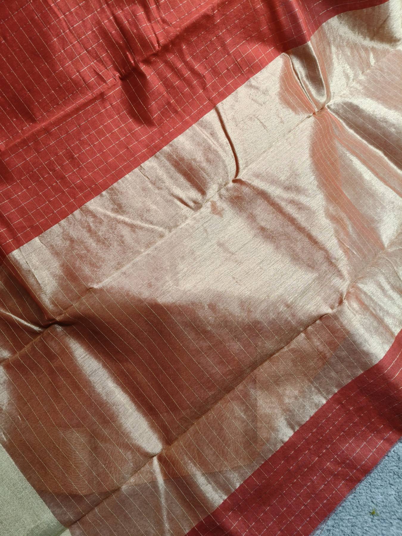 RED COTTON PURE HANDLOOM CHANDERI SAREE