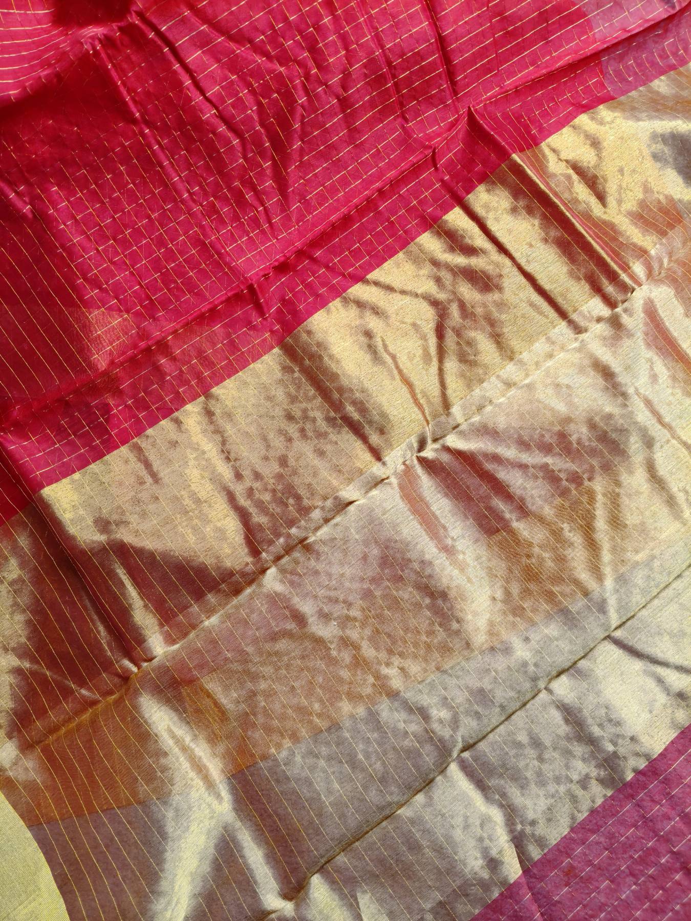 RED COTTON PURE HANDLOOM CHANDERI SAREE