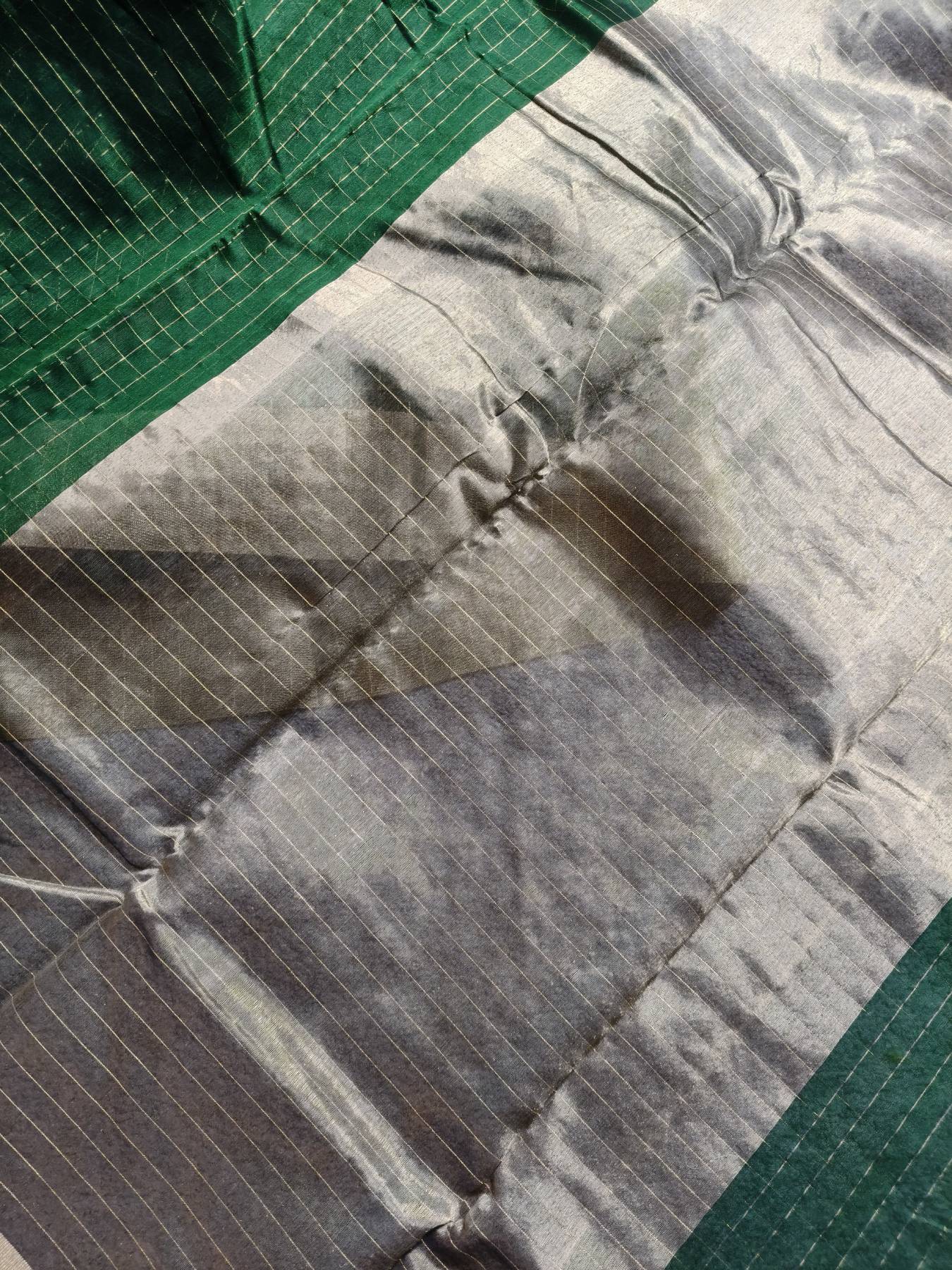 FOREST GREEN COTTON PURE HANDLOOM CHANDERI SAREE
