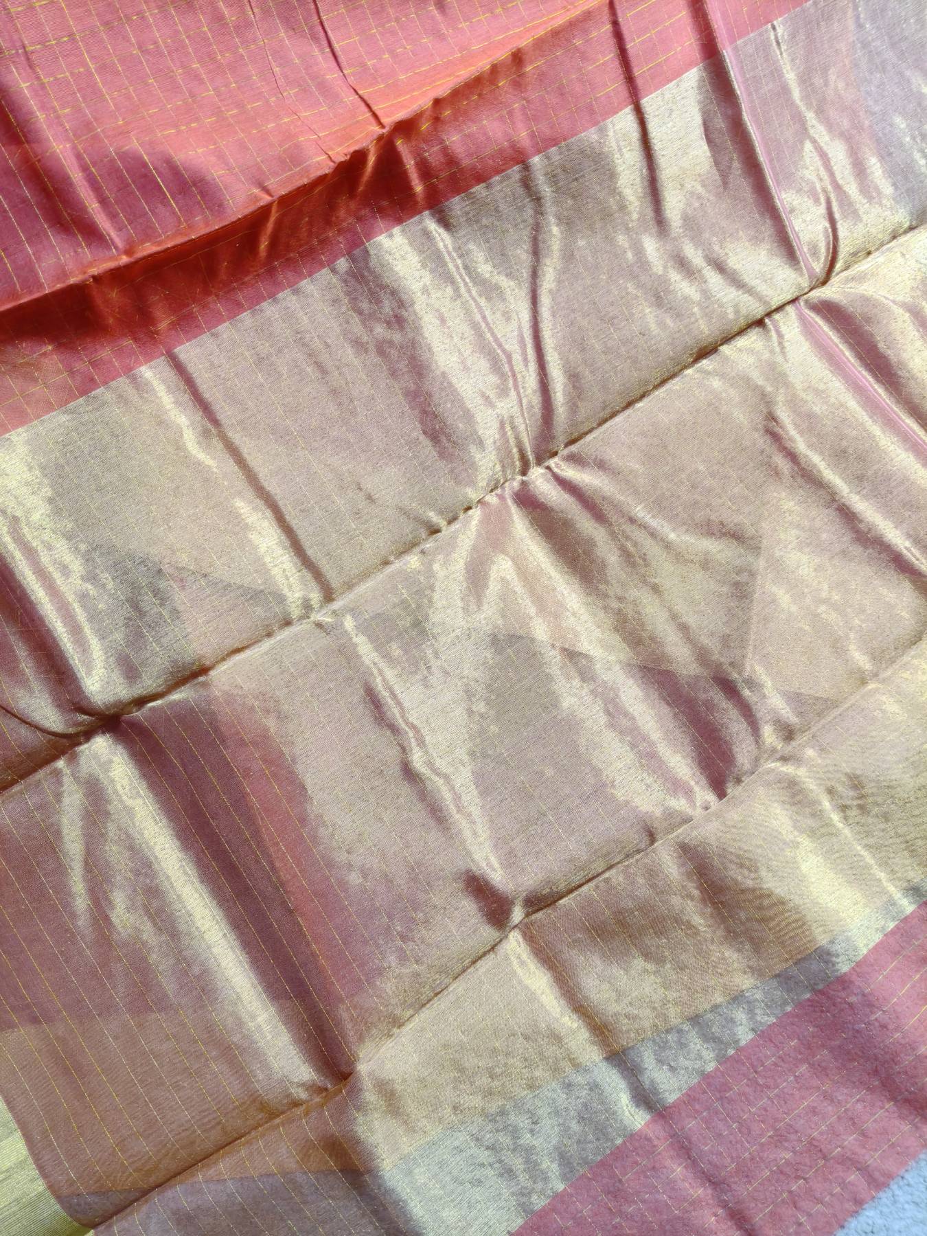 CORAL PEACH COTTON PURE HANDLOOM CHANDERI SAREE