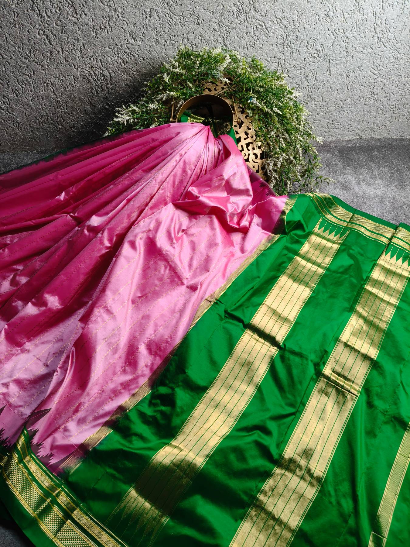 PINK SILK PURE HANDLOOM IRKAL SAREE