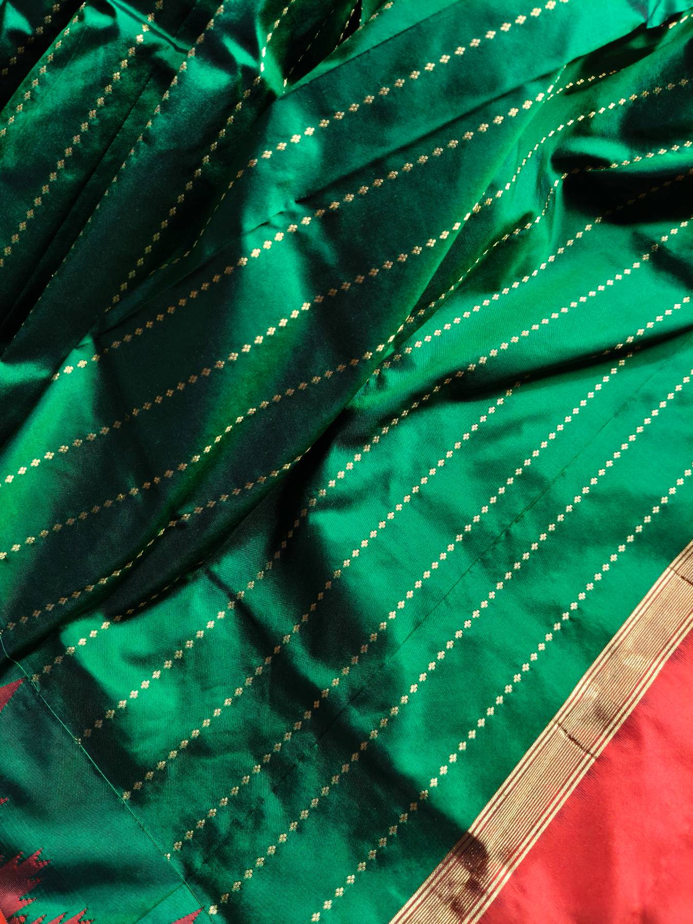 GREEN SILK PURE HANDLOOM IRKAL SAREE