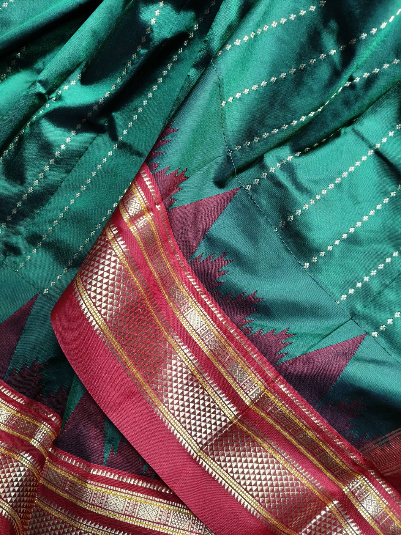 GREEN SILK PURE HANDLOOM IRKAL SAREE