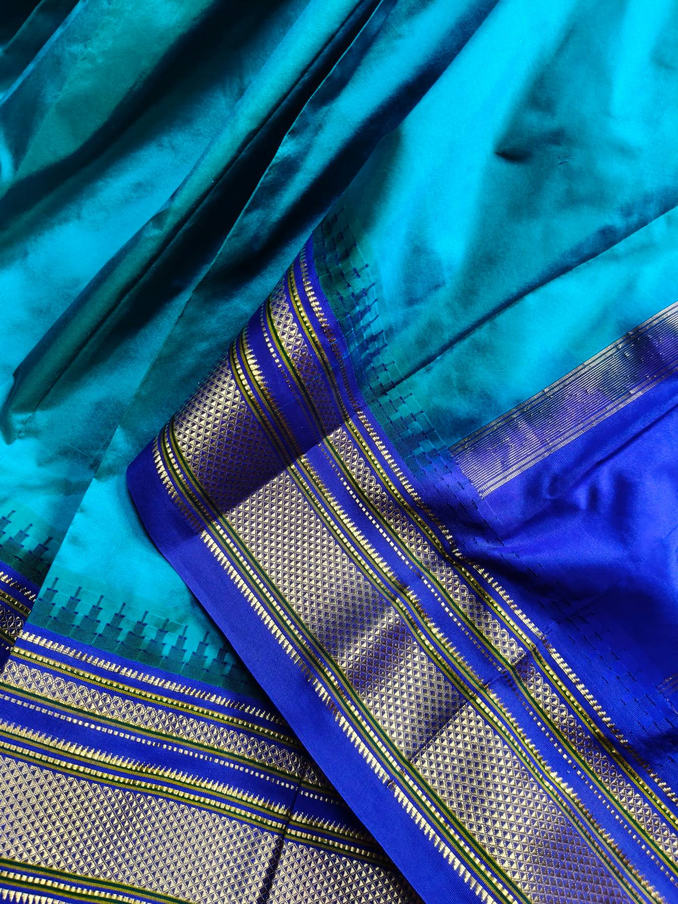 BLUE SILK PURE HANDLOOM IRKAL SAREE