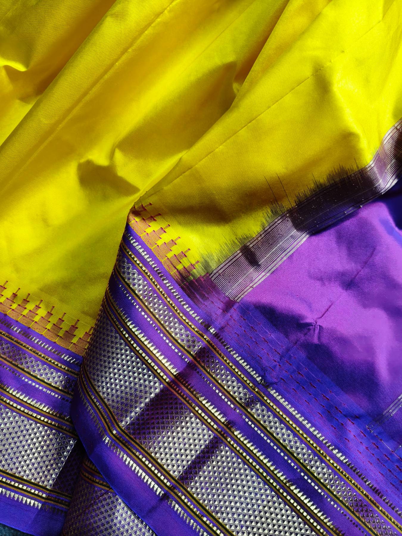 YELLOW SILK PURE HANDLOOM IRKAL SAREE