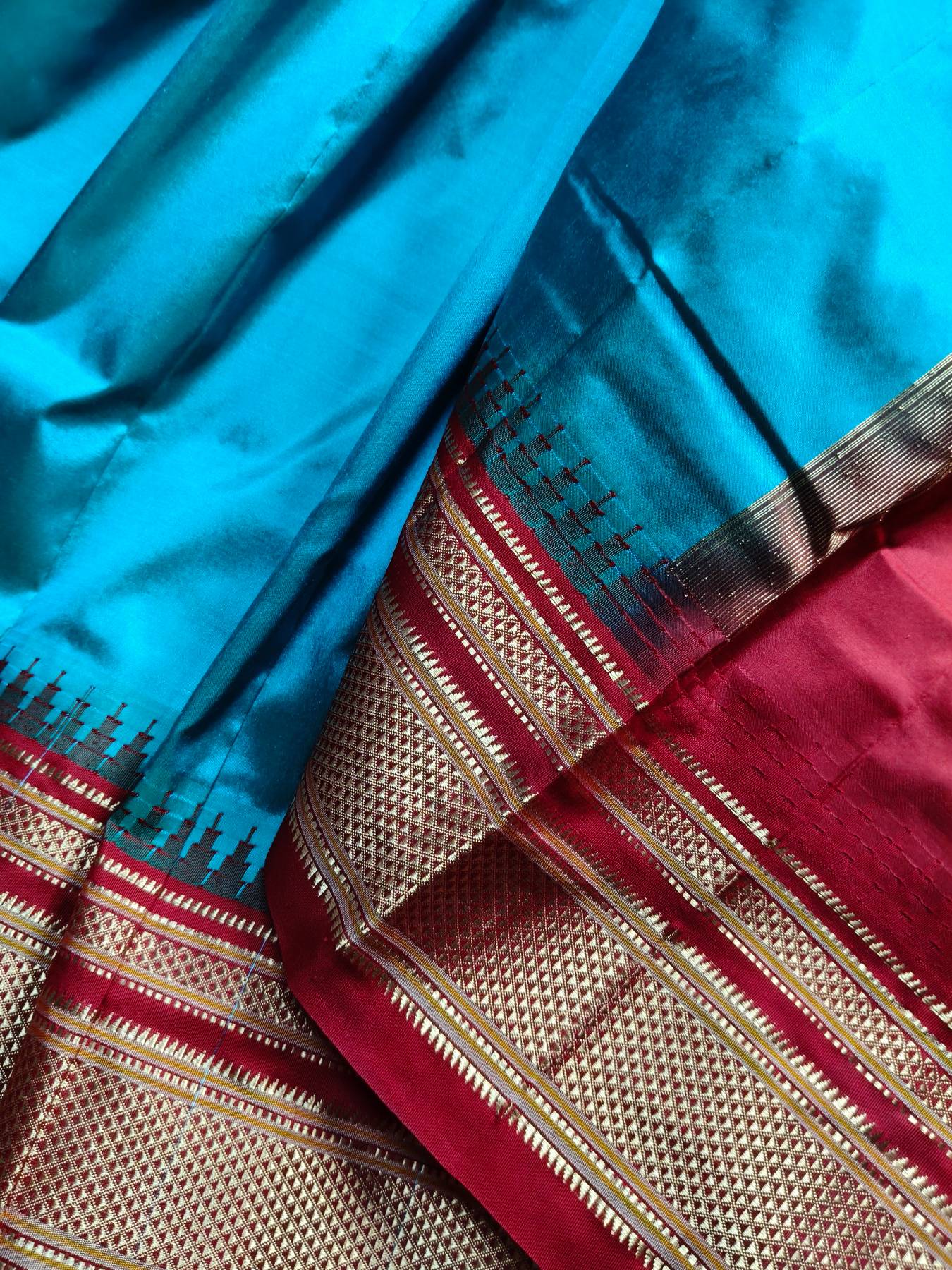 BLUE SILK PURE HANDLOOM IRKAL SAREE